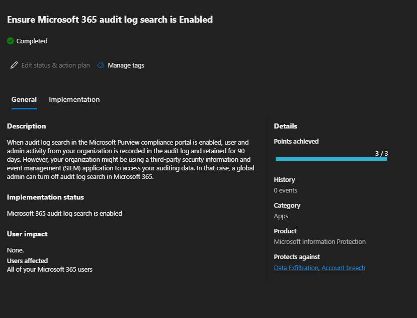 Vista de búsqueda de registros de auditoría en Microsoft Purview